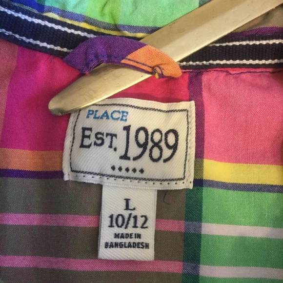 Boys size 10 PLACE Brand MADRAS  100% cotton shirt - Picture 2 of 6